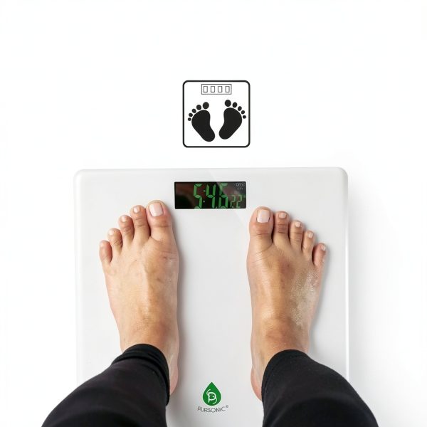 Pursonic Digital Bathroom Scale 400lb Tempered Glass White BBS118-3