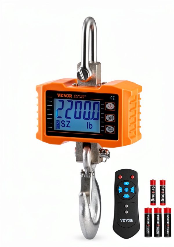 Digital Crane Scale VEVOR 2200 lb Heavy Hanging Scale Remote Orange-0