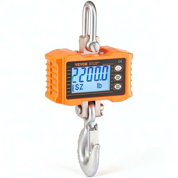 Digital Crane Scale VEVOR 2200 lb Heavy Hanging Scale Remote Orange-8