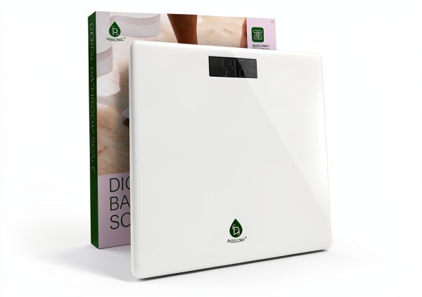 Pursonic Digital Bathroom Scale 400lb Tempered Glass White BBS118-0